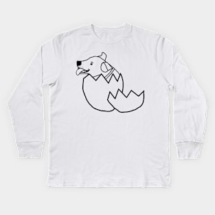 Puppy Hatches from Easter Egg Outline Kids Long Sleeve T-Shirt